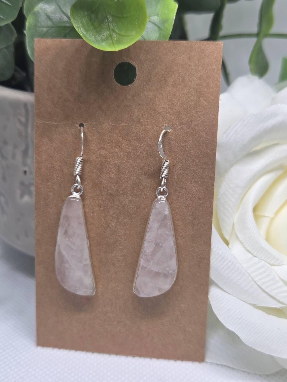 Rose Quartz Drop Dangle Earrings
